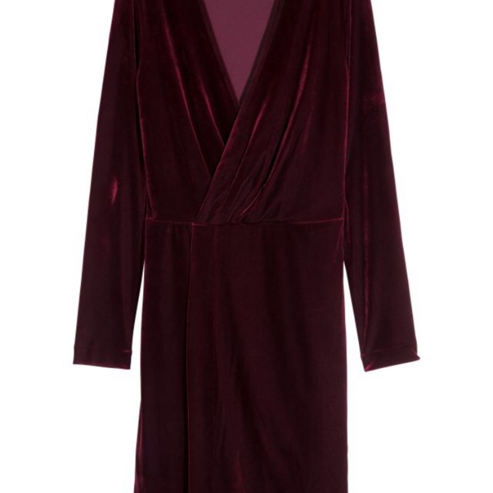 NWT Burgundy H&M Velvet Mini Dress